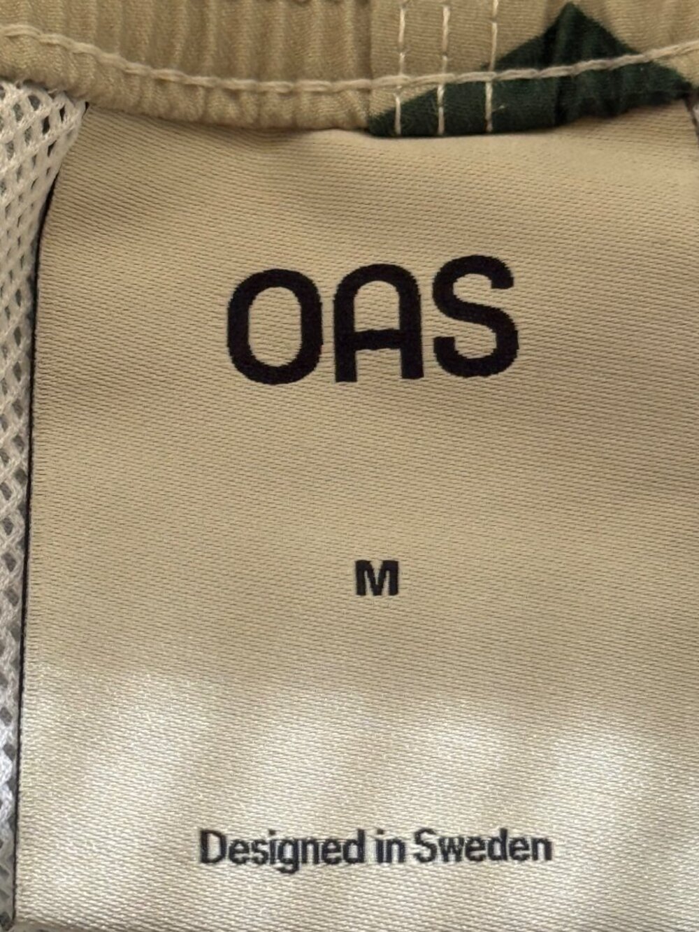 OAS Men’s M Green Beige Geometric Swim Shorts Trunks - Picture 4 of 9